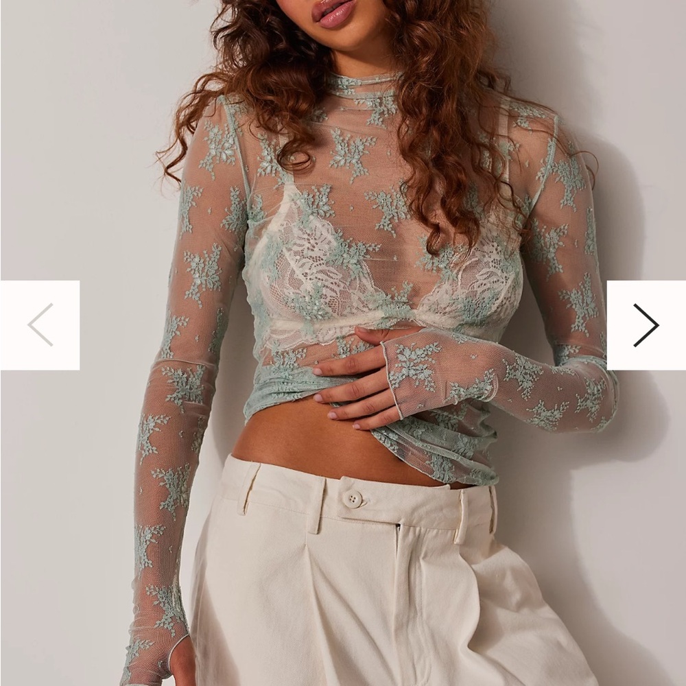 Free People floral mesh shirt
